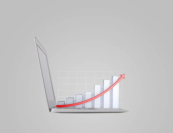 Laptop with chart — Stock Photo, Image