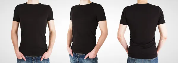 Menino em t-shirt preta — Fotografia de Stock