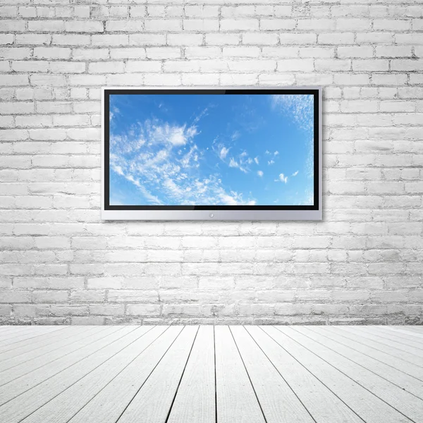 TV med sky — Stockfoto