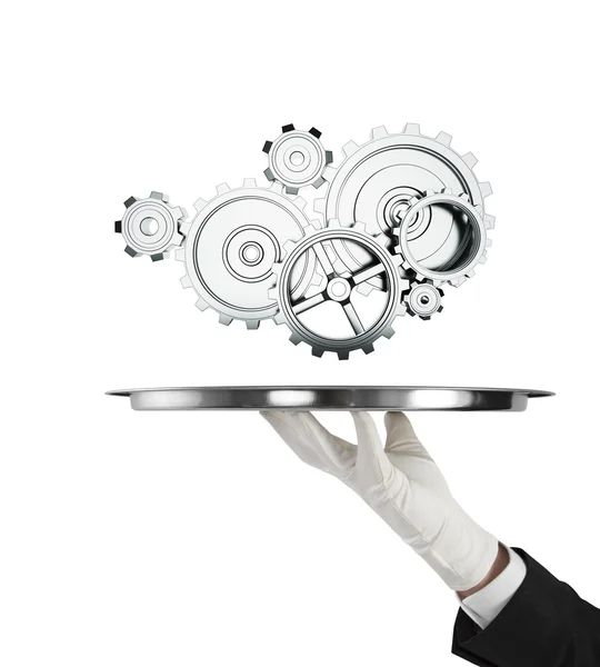 Tray with gears — Stock Photo, Image