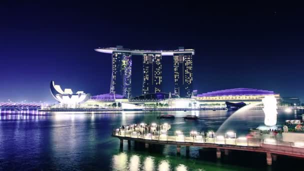 Ночной пейзаж Сингапура — стоковое видео