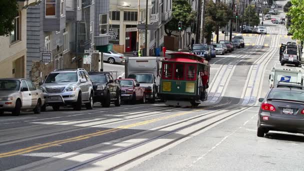 San francisco kabelbaan overdag — Stockvideo