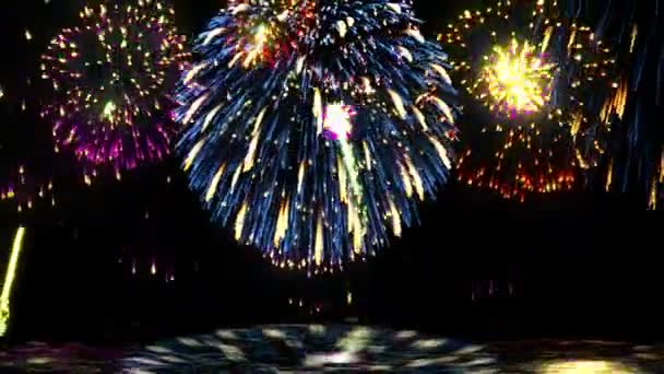 Fireworks over water — Stock Video