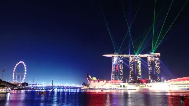 Espectáculo de láser en Singapur — Vídeo de stock