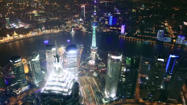 Shanghai pudong's nachts — Stockvideo