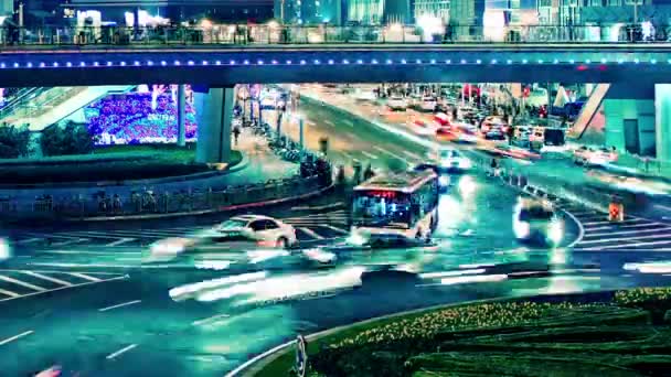 Light trails of city traffic in shanghai — Stock Video