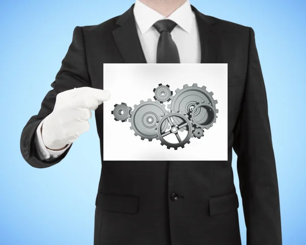 Placard with gears — Stock Photo, Image