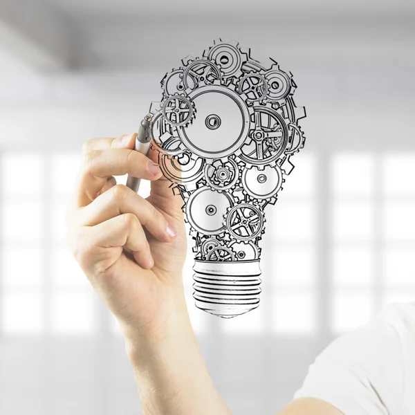 Hand drawing light bulb — Stock Photo, Image