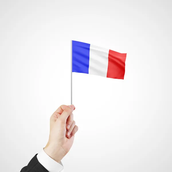フランスの旗を持っている手します。 — ストック写真