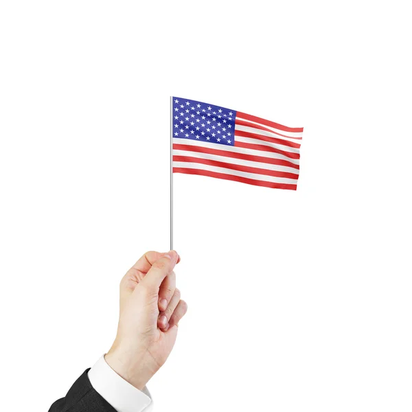 Hand hält Fahne der USA — Stockfoto