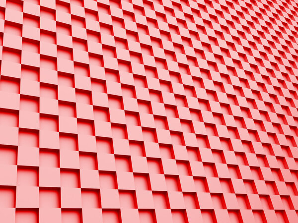 Abstract red cubes background, 3d render