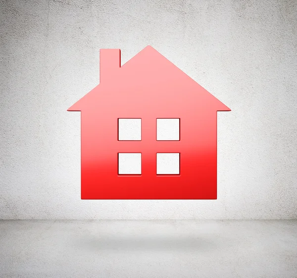 Red metal house icon — Stock Photo, Image