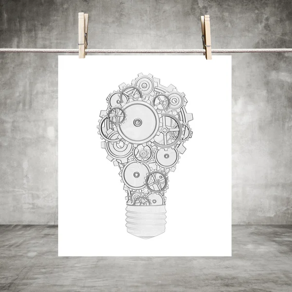 Paper with drawing lamp — Stock Photo, Image