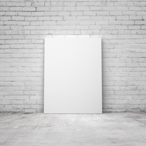 Blank placard in a brick room