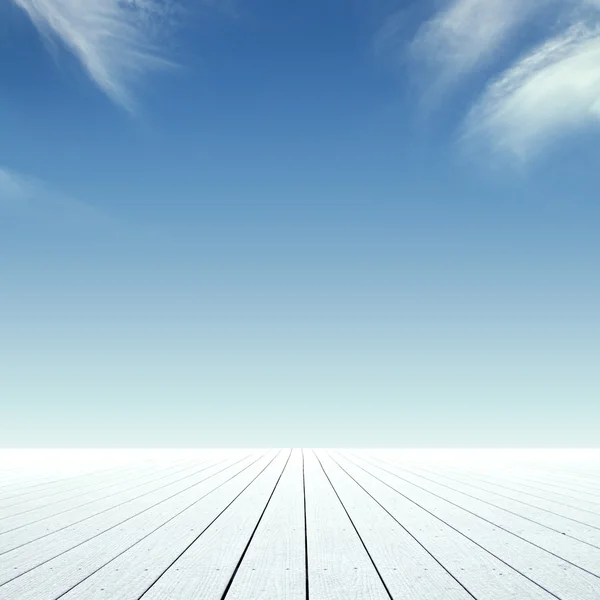 Wood floor and sky — Stock Photo, Image