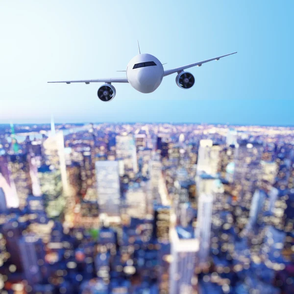 Vliegtuig in vlucht — Stockfoto