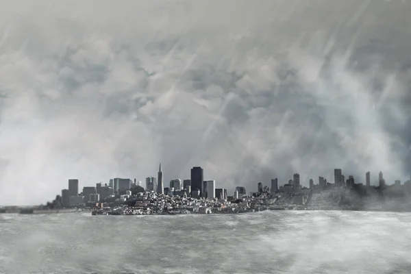 Абстрактний Нудний Міський Фон Сірими Хмарами Глузуванням Місці Концепція Перегляду — стокове фото