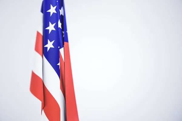 Kreative Verschwommene Gefaltete Amerikanische Flagge Auf Weißem Hintergrund Mit Attrappe — Stockfoto