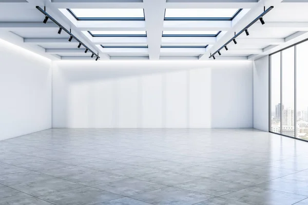 Interiorul Modern Sălii Expoziții Loc Batjocoritor Pereții Albi Redare — Fotografie, imagine de stoc
