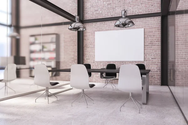 Moderno Loft Mattoni Cemento Coworking Office Interno Con Bianco Vuoto — Foto Stock