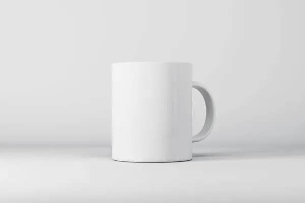 あなたの広告のためのモックの場所で軽い背景に空の白いマグカップやカップ 3Dレンダリング — ストック写真