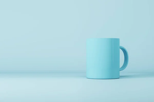 Leere Blaue Tasse Oder Tasse Auf Hellem Hintergrund Mit Aufgesetztem — Stockfoto