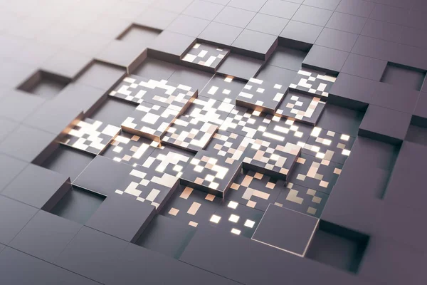 Abstrakt Leuchtende Graue Quadratische Textur Technologie Und Designkonzept Rendering — Stockfoto
