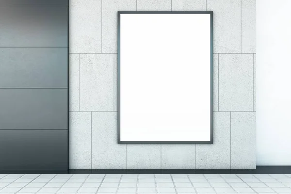 Абстрактный Интерьер Пустым Белым Макетом Плаката Бетонной Плитке Стены Пола — стоковое фото