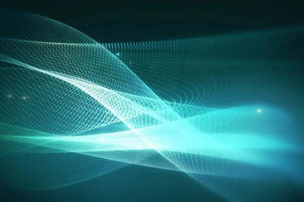 未来的な青のデジタル波の背景 ランディングページ 技術と将来の概念 3Dレンダリング — ストック写真