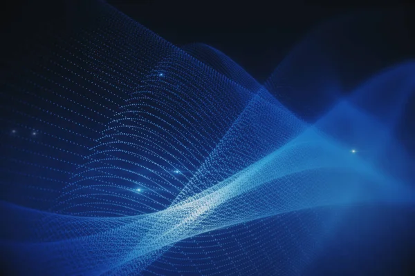 未来的な青のデジタル波の壁紙 ランディングページ 技術と将来の概念 3Dレンダリング — ストック写真