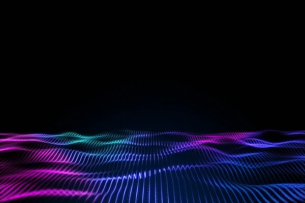 Креативная Цифровая Волна Темном Фоне Макияжем Технология Научная Концепция Рендеринг — стоковое фото