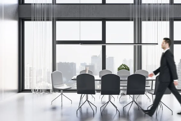 Modern Meeting Room Office Interior Table Armchairs Window City View — Stock Photo, Image