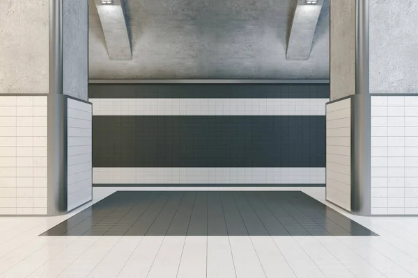 Interior Subterrâneo Moderno Com Paredes Azulejos Metrô Metrô Urbano Sob — Fotografia de Stock