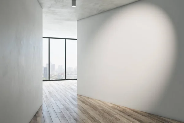 Moderno Interno Galleria Con Mock Posto Muro Cemento Bianco Pavimenti — Foto Stock