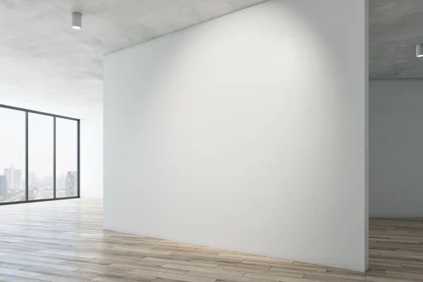 Galleria Contemporanea Interna Con Mock Posto Muro Cemento Bianco Pavimenti — Foto Stock