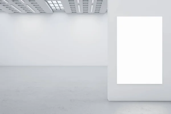 Modern Üres Fehér Beton Galéria Belső Tér Álplakátokkal Falon Művészet — Stock Fotó