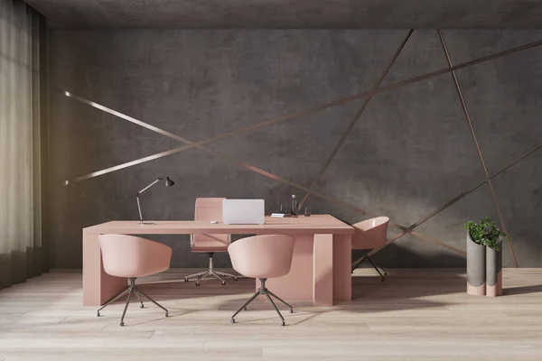 Moderno Interior Oficina Diseño Lujo Con Pared Hormigón Decorativo Suelos — Foto de Stock