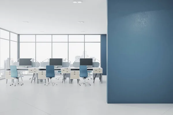 Modern Concrete Coworking Office Room Interior Clean Mock Place Wall — Stock Photo, Image