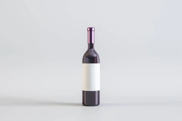 Blank White Label Wine Bottle Light Background Alcohol Winery Beverage — Fotografia de Stock