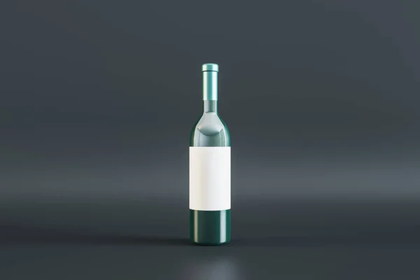 Blank White Label Wine Bottle Gray Background Alcohol Winery Beverage — Fotografia de Stock