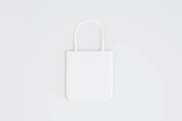 Empty White Shopping Bag Light Background Mock Place Purchase Commerce — Stockfoto