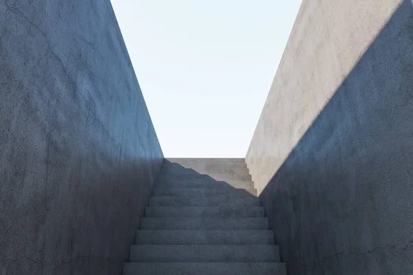 Creative Concrete Stairs Success Sunlight Mock Place Growth Leadership Concept — Zdjęcie stockowe