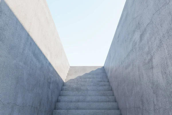 Güneş Işığıyla Başarıya Giden Soyut Beton Merdivenler Yerinizi Alın Büyüme — Stok fotoğraf