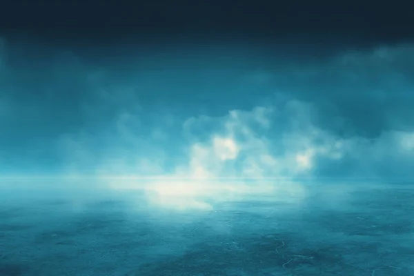 Творчий Фон Бетонною Землею Туманними Хмарами Глузування Місця Концепція Цільової — стокове фото