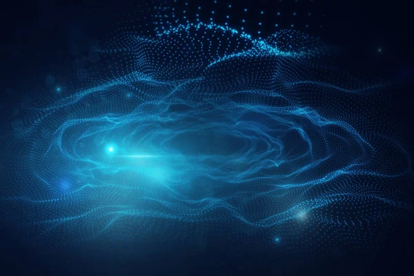 要旨ぼやけた背景でのデジタル青い波界面 テクノロジーとAiの概念 3Dレンダリング — ストック写真