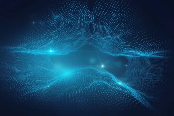 要旨背景がぼやけているデジタル青い波界面 テクノロジーとAiの概念 3Dレンダリング — ストック写真