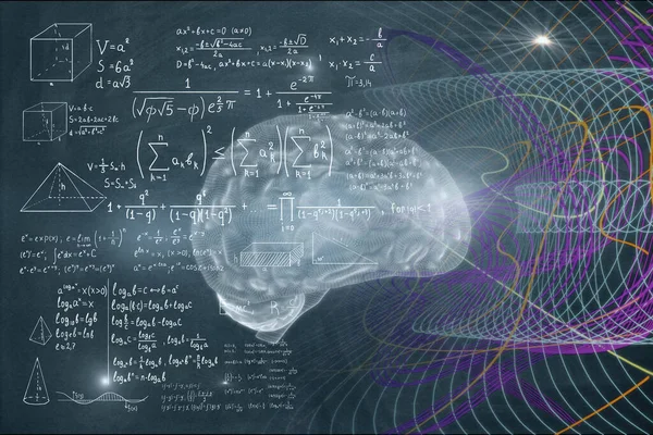 Matematiksel Formüllerle Soyut Beyin Arkaplanı Akıl Kavramı Hazırlama — Stok fotoğraf