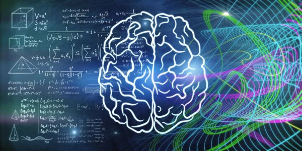 Matematiksel Formülleri Olan Yaratıcı Renkli Beyin Geçmişi Akıl Kavramı Hazırlama — Stok fotoğraf