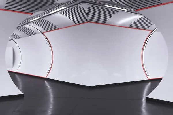 Interior Túnel Concreto Leve Criativo Com Mock Lugar Conceito Futurista — Fotografia de Stock
