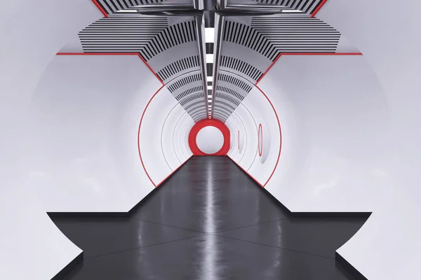 Luz Abstracta Interior Túnel Hormigón Concepto Futurista Diseño Naves Espaciales — Foto de Stock